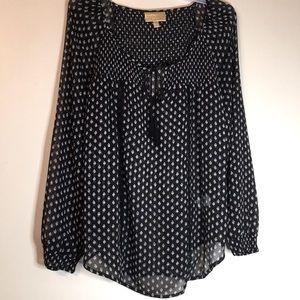 Black Patterned Peasant Blouse - Untitled Brand